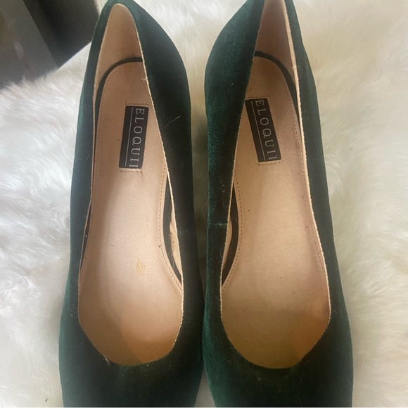 Eloquii Emerald Green Velvet Festive Heels Size 9 Wide - Picture 4 of 12